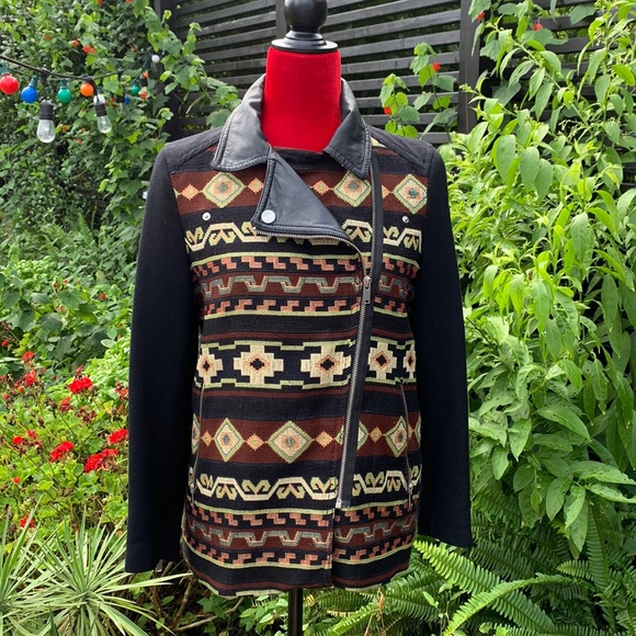 Zara Tapestry Faux Leather Jacket M - Picture 3 of 11